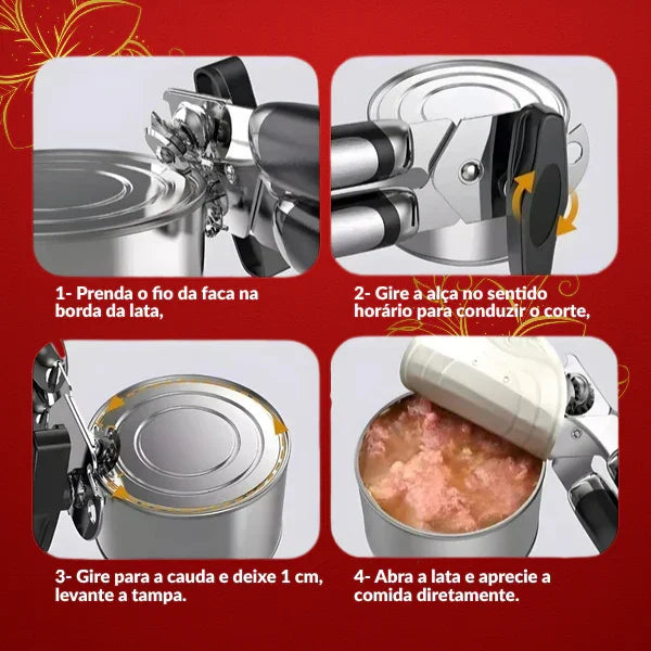 Abridor De Latas E Garrafas Aço Inox Profissional Para Cozinha