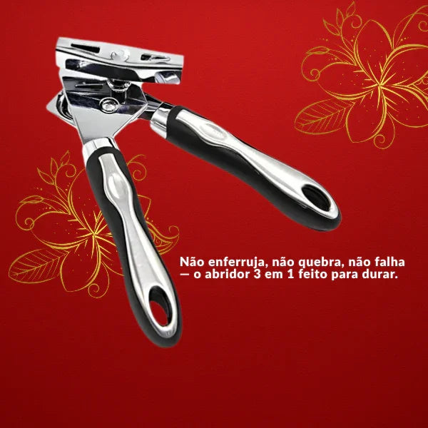 Abridor De Latas E Garrafas Aço Inox Profissional Para Cozinha