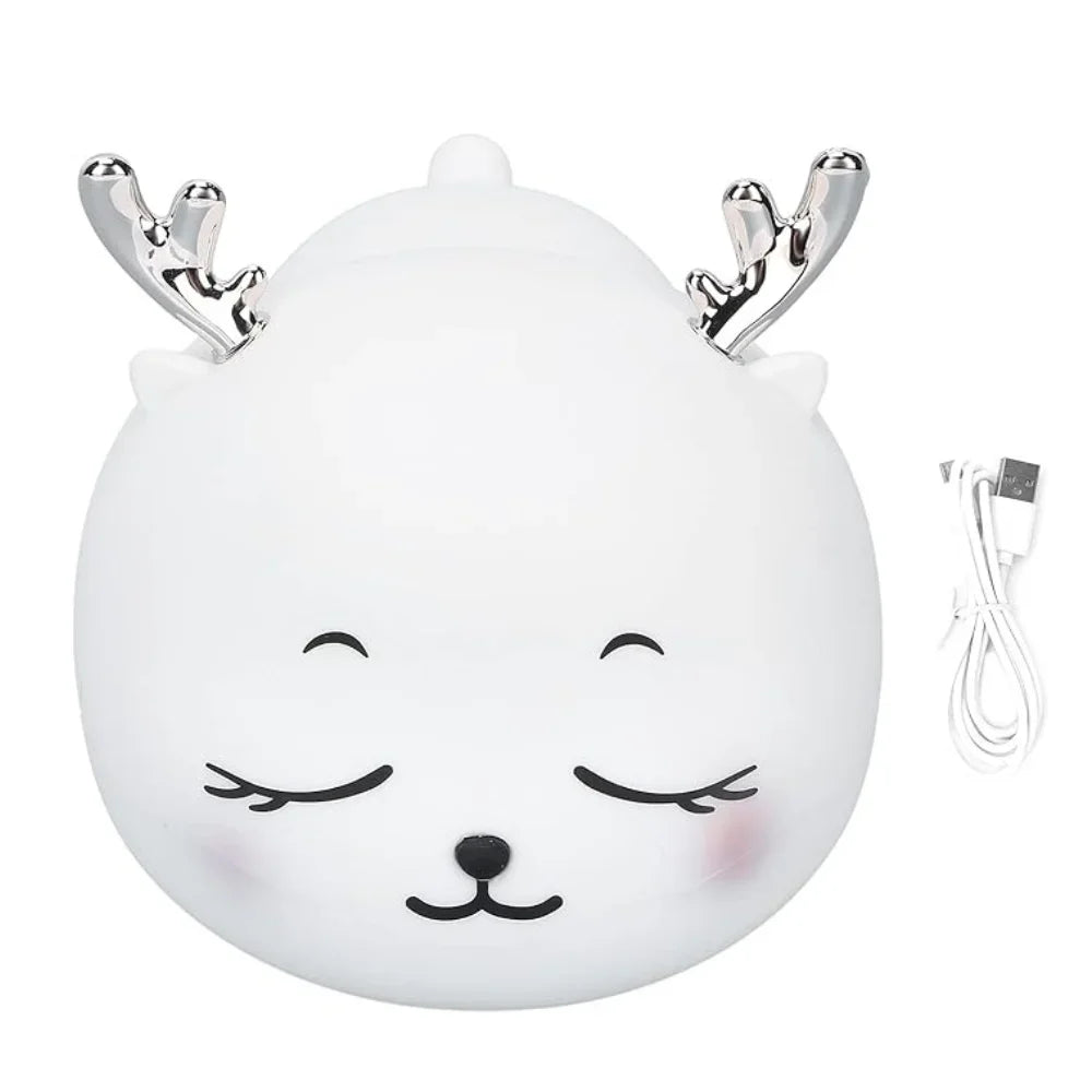 Mini Luminária Cervo Fofo LED de Silicone com Toque e Bateria Recarregável