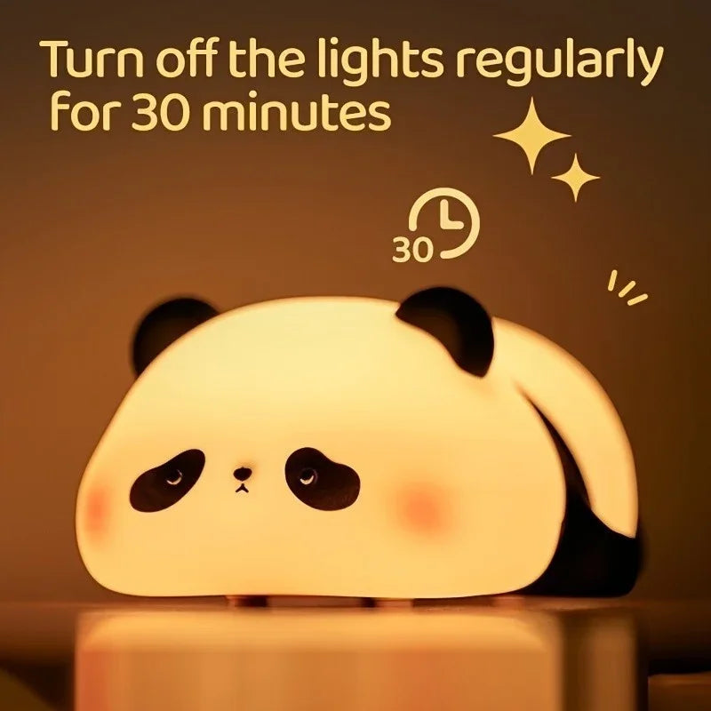 Luminária Noturna de Silicone Panda Fofa com Sensor de Toque e Bateria Recarregável USB