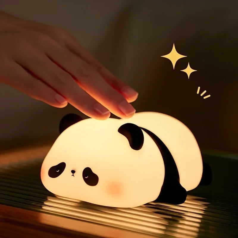 Luminária Noturna de Silicone Panda Fofa com Sensor de Toque e Bateria Recarregável USB