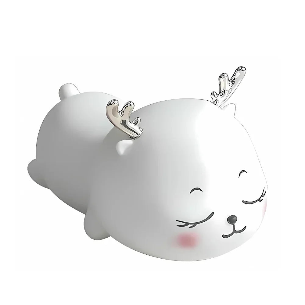 Mini Luminária Cervo Fofo LED de Silicone com Toque e Bateria Recarregável