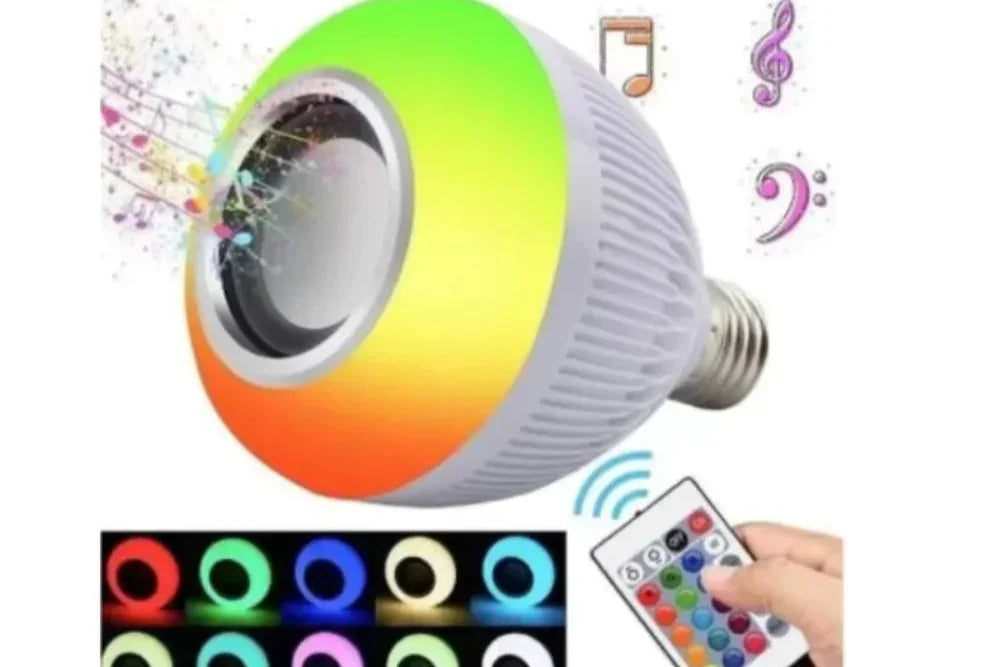 Lâmpada LED Bluetooth Musical com Controle Remoto RGB 12W