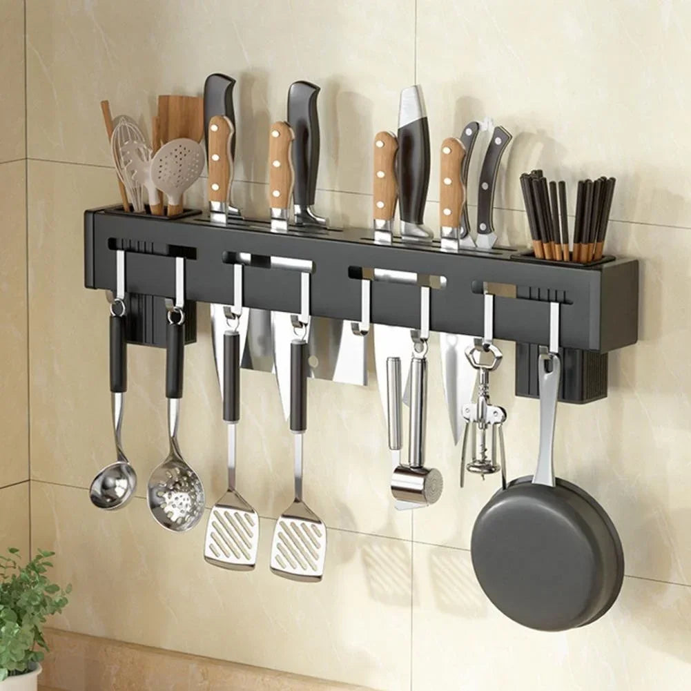 Organizador de Cozinha – Suporte para Utensílios, Panelas e Xícaras em Aço Inox com 8 Ganchos