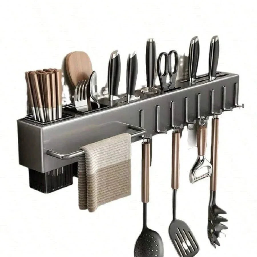 Organizador de Utensílios de Cozinha com Suporte para Facas, Colheres e Hashis