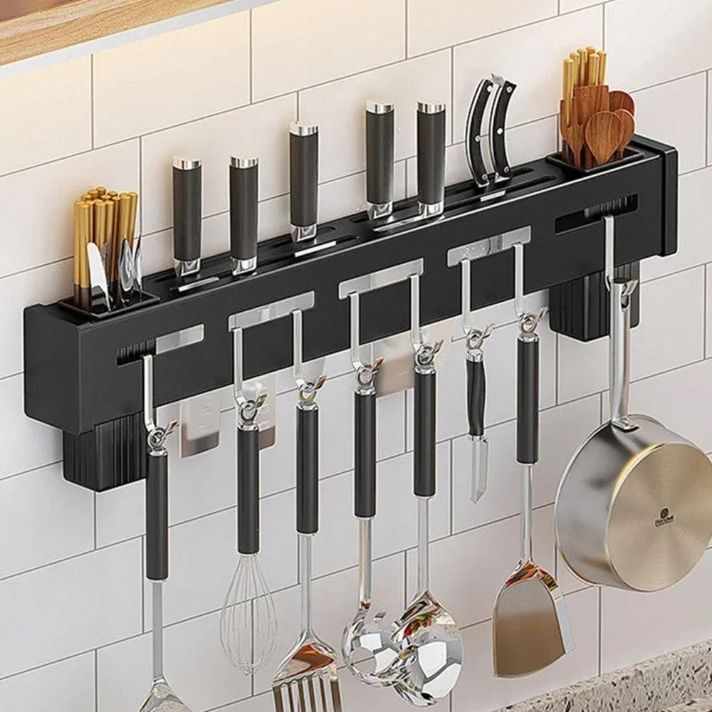 Organizador de Cozinha – Suporte para Utensílios, Panelas e Xícaras em Aço Inox com 8 Ganchos
