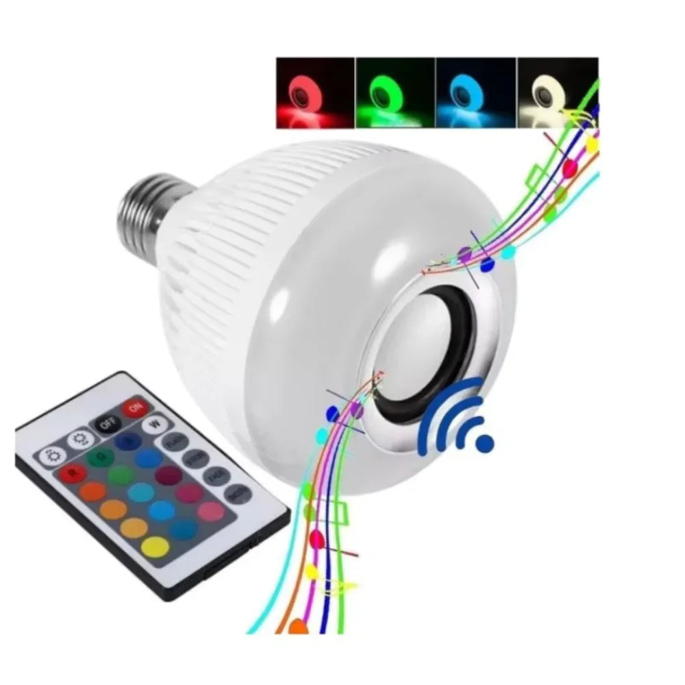 Lâmpada LED Bluetooth Musical com Controle Remoto RGB 12W