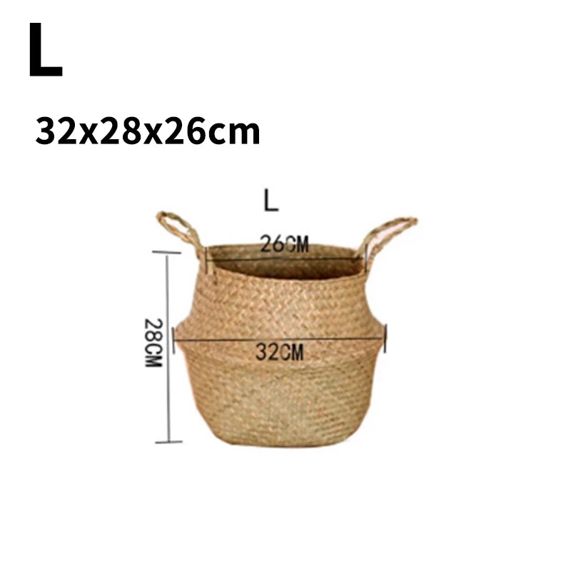 Cesto Natural Bali — Multiuso Dobrável de Algas e Vime Artesanal