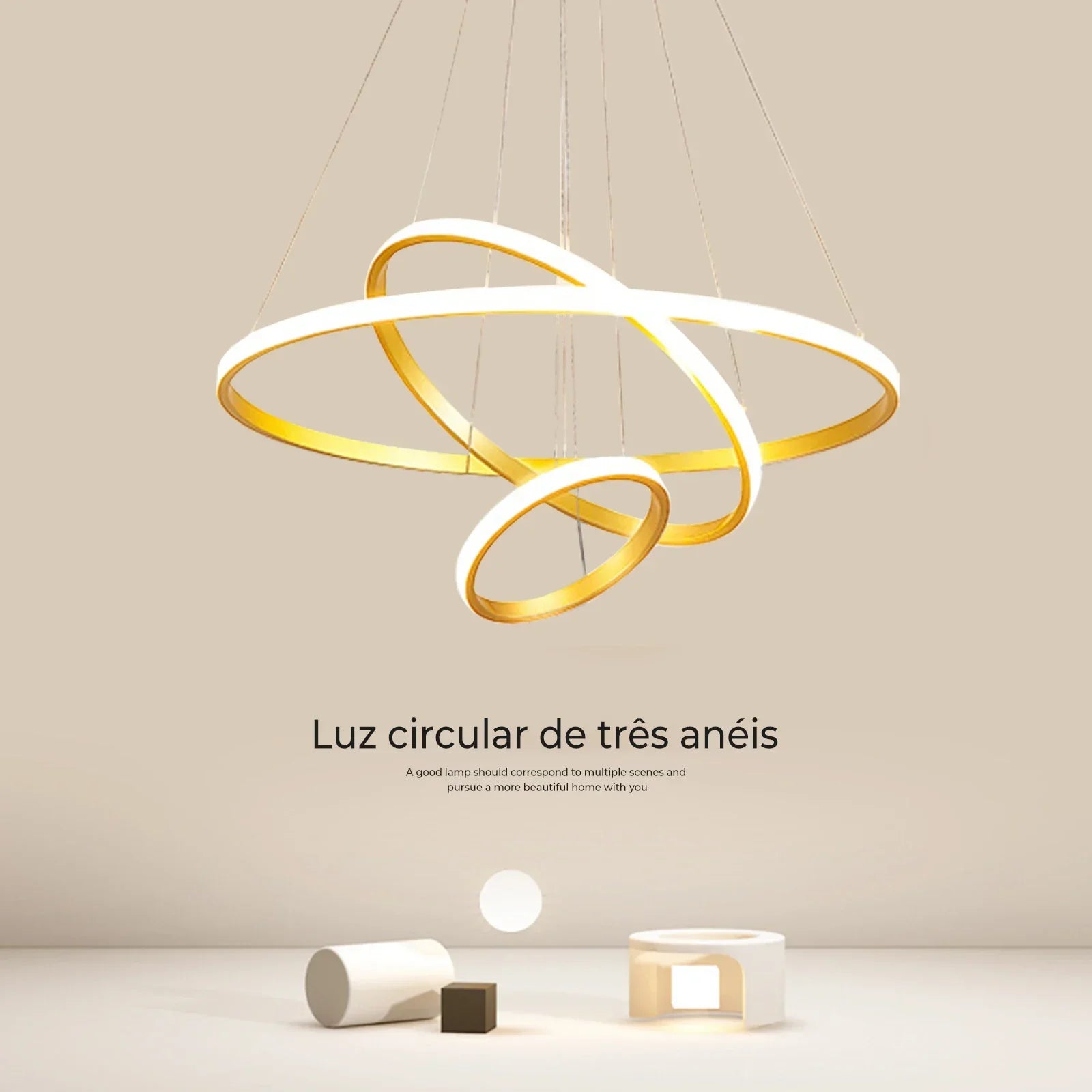 Pendente LED Moderno Minimalista Dourado e Preto – Elegância e Estilo para Sua Casa