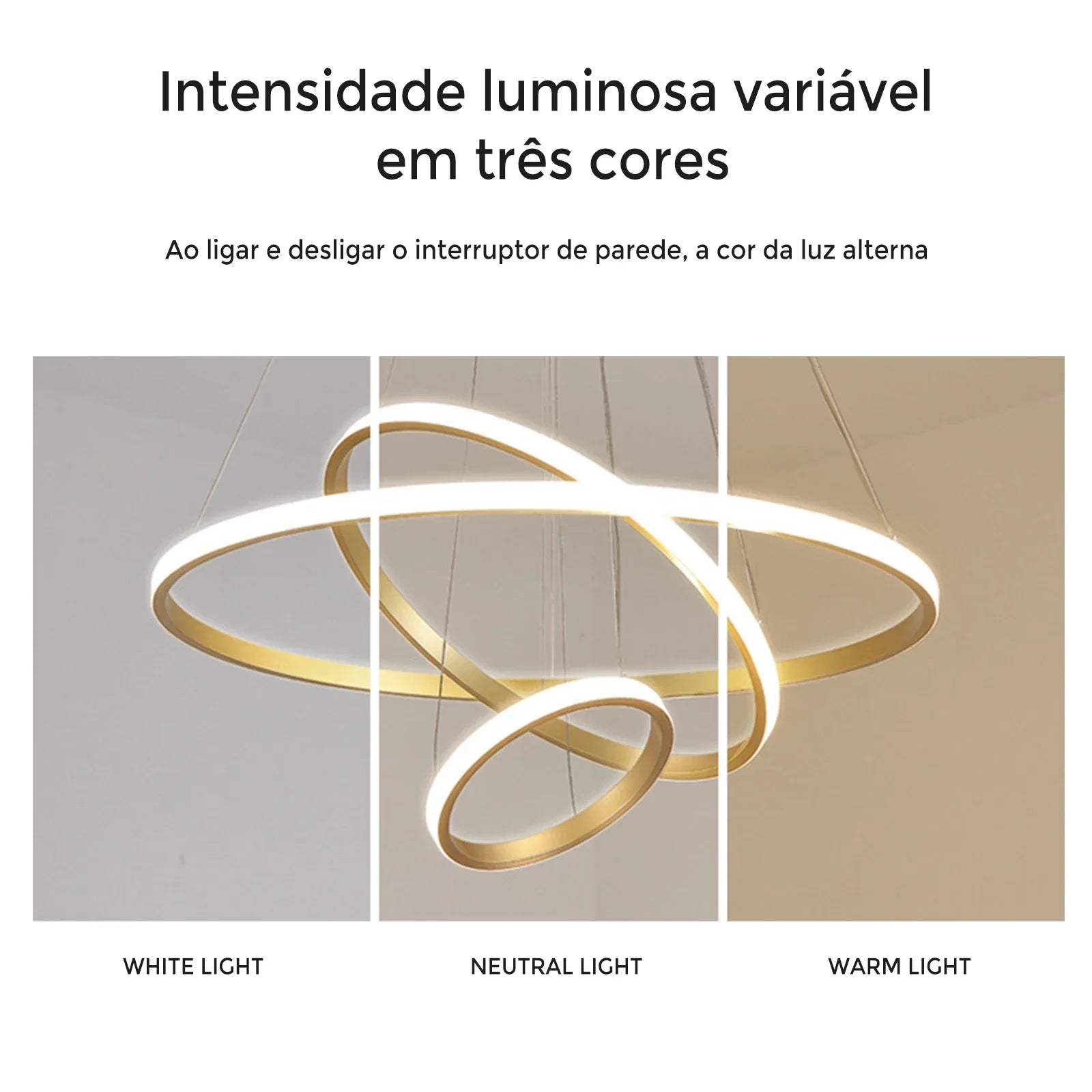 Pendente LED Moderno Minimalista Dourado e Preto – Elegância e Estilo para Sua Casa