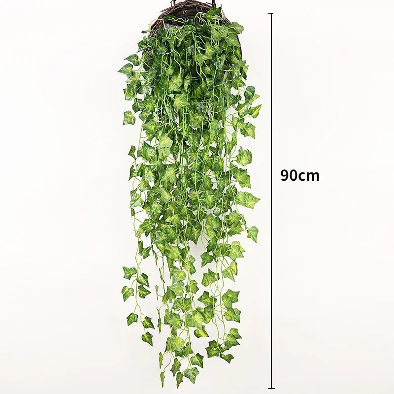Planta Artificial Pendente 90cm – Folhagem de Hera Plástica para Decoração de Casa, Casamentos e Festas