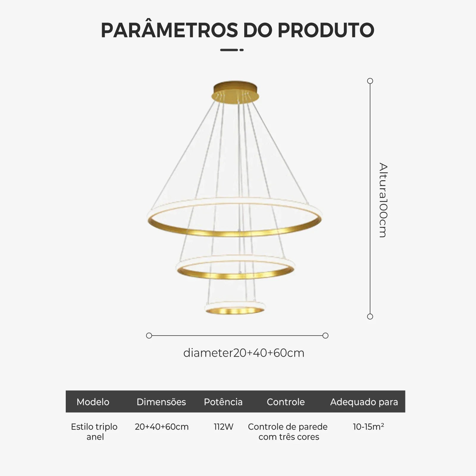 Pendente LED Moderno Minimalista Dourado e Preto – Elegância e Estilo para Sua Casa